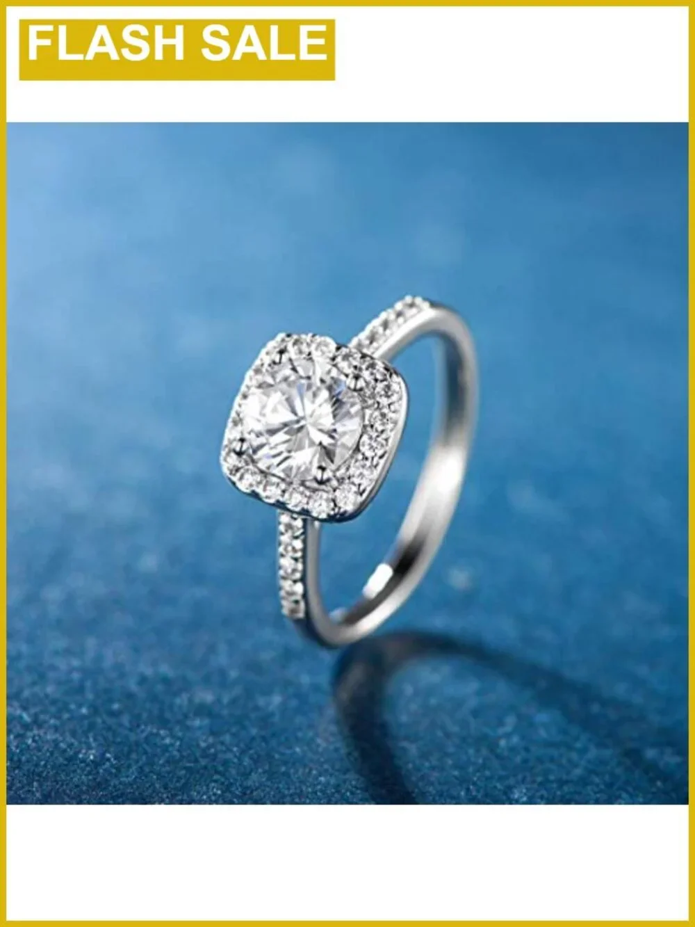 18K White Gold Plated Halo CZ Engagement Wedding Ring Size 8